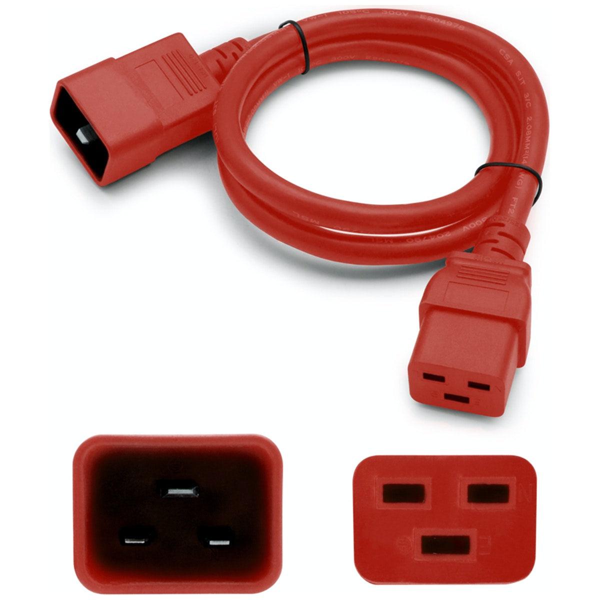 Addon Networks 3Ft C19 Female To C20 Male 12Awg 100-250V At 10A Red Power Cable