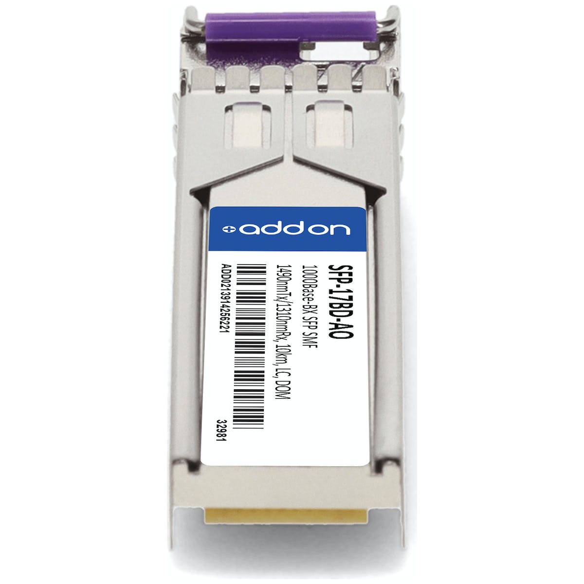 AddOn Rad SFP-17BD Compatible TAA Compliant 1000Base-BX SFP Transceiver (SMF, 1490nmTx/1310nmRx, 10km, LC, DOM) SFP-17BD-AO