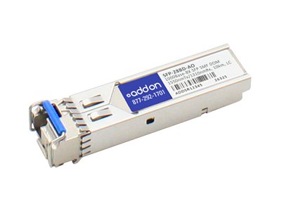 AddOn Rad SFP-28BD Compatible TAA Compliant 1000Base-BX SFP Transceiver (SMF, 1550nmTx/1310nmRx, 10km, LC, DOM) SFP-28BD-AO