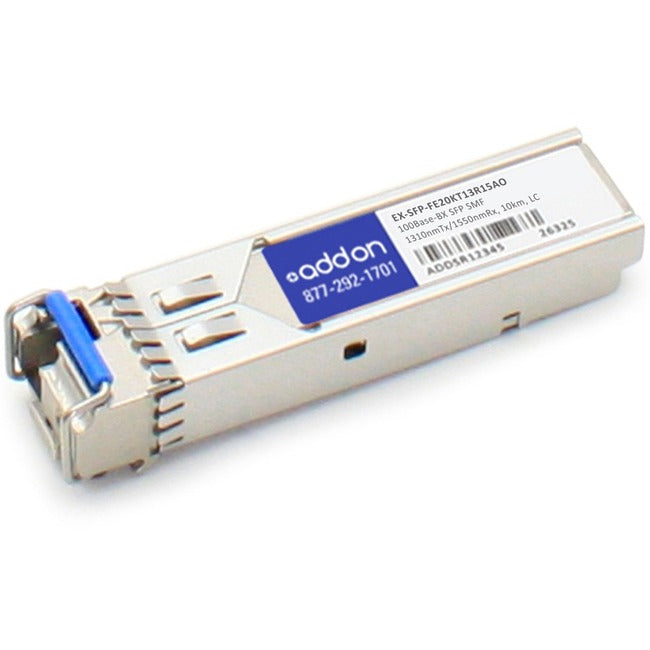AddOn Juniper Networks EX-SFP-FE20KT13R15 Compatible TAA Compliant 100Base-BX SFP Transceiver (SMF, 1310nmTx/1550nmRx, 10km, LC) EX-SFP-FE20KT13R15AO