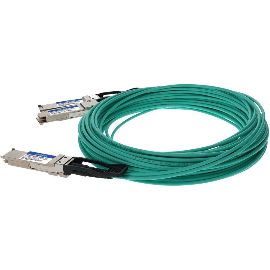 Addon Networks Q56-2Q56-200Gb-Aoc3Mlz-Ao Infiniband Cable 3 M Qsfp56 2Xqsfp56 Green, Grey