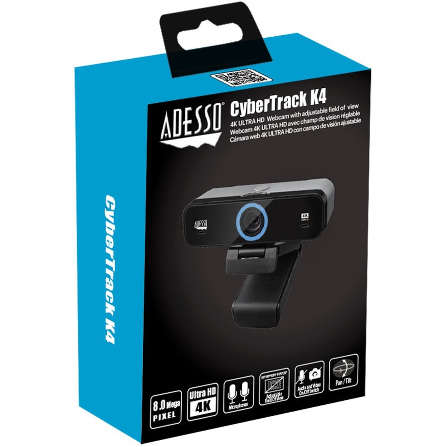 Adesso CyberTrack K4 Webcam - 8 Megapixel - 30 fps - USB 2.0 - 1 Each