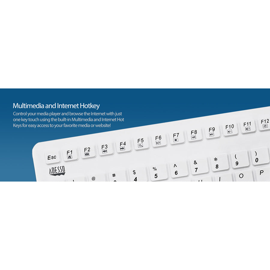 Adesso SlimTouch 270 - Antimicrobial Waterproof Touchpad Keyboard AKB-270UW