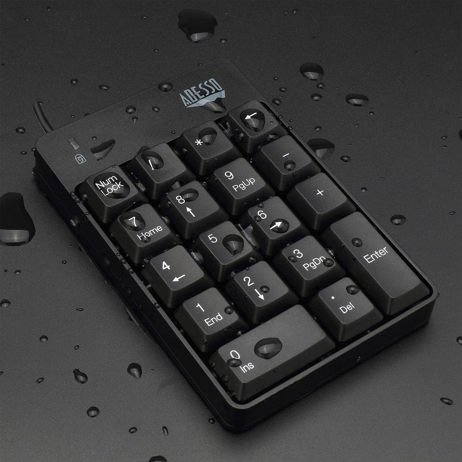 Adesso USB Spill Resistant 18-Key Numeric Keypad AKB-601UB