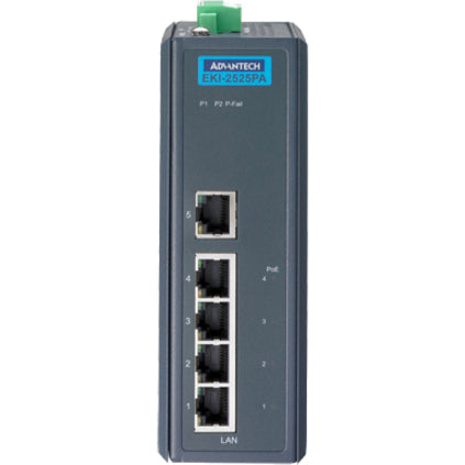 Advantech 5-port Switch with 4 port-PoE and 24/48 V DC Power Input EKI-2525PA-AE