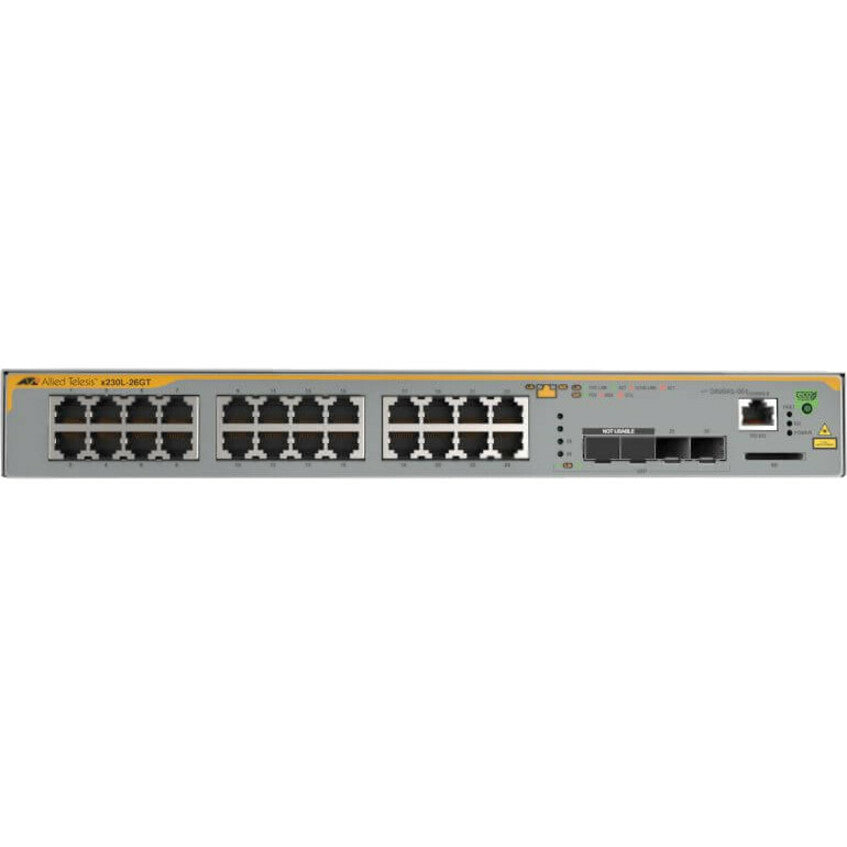 Allied Telesis L3 Switch with 24 x 10/100/1000T Ports and 2 x 100/1000X SFP Ports AT-X230L-26GT-10
