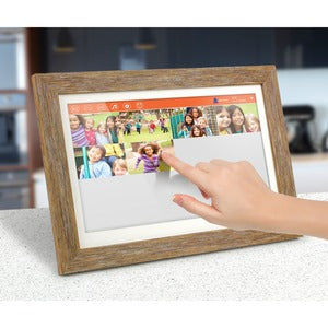Aluratek 13.3 WiFi Touchscreen Distressed Wood Digital Photo Frame" ASHDPF13F