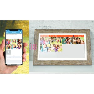 Aluratek 13.3 WiFi Touchscreen Distressed Wood Digital Photo Frame" ASHDPF13F