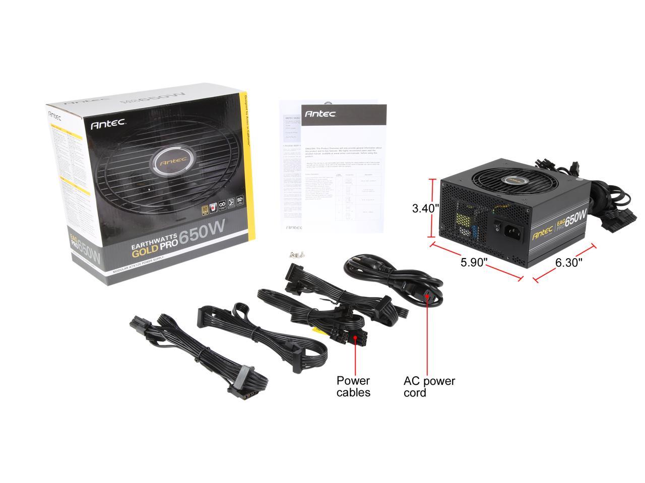 Antec Earthwatts Ea650G Pro 650W 80 Plus Gold Atx12V V2.4 Power Supply