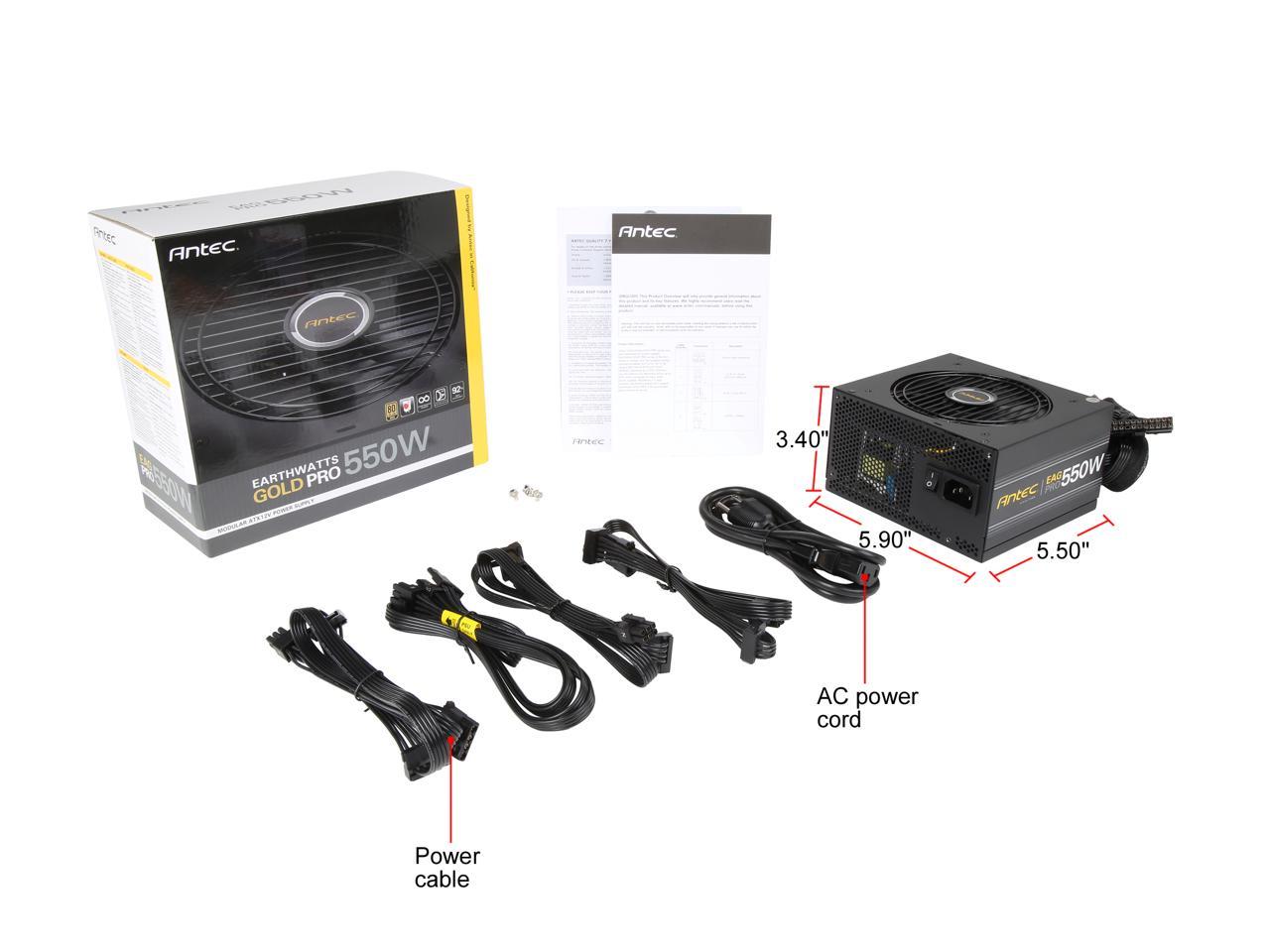 Antec Earthwatts Ea550G Pro 550W 80 Plus Gold Atx12V V2.4 Power Supply