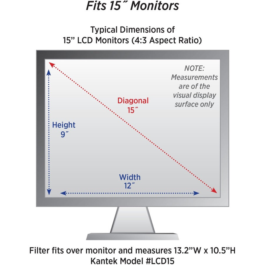 Anti Glare Monitor Filter - 15 Inch LCD Screen Protector | Kantek LCD15