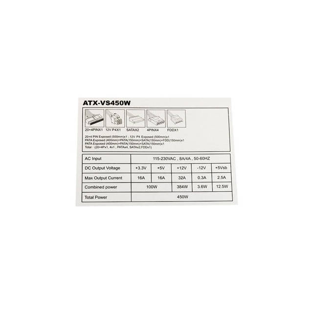 Apevia Atx-Vs450W 450W Atx12V Power Supply
