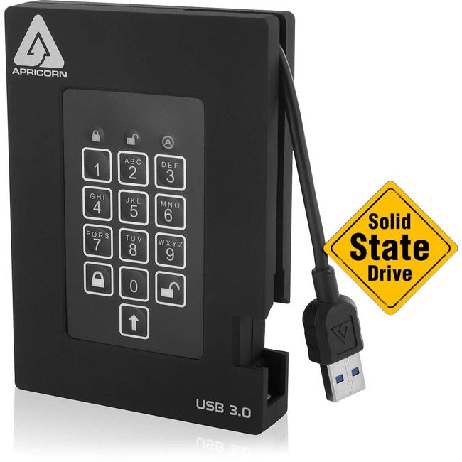 Apricorn Aegis Padlock Fortress A25-3PL256-S2000F 2 TB Solid State Drive - 2.5 External - Black"