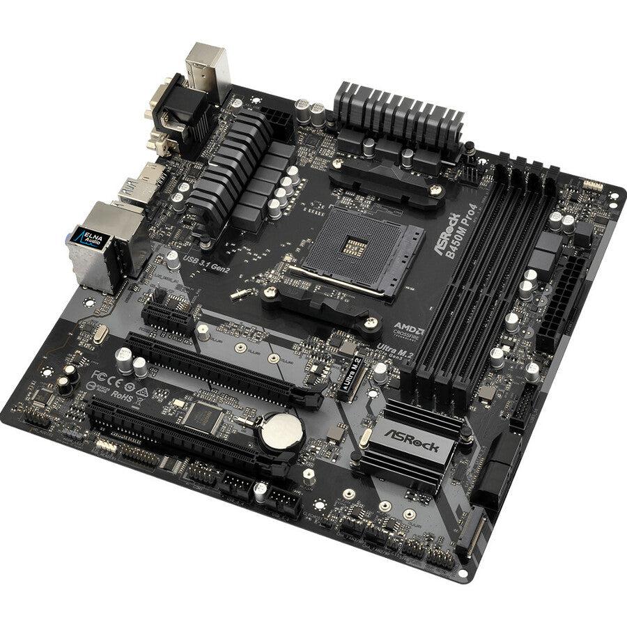 Asrock B450M Pro4 Am4 Amd Promontory B450 Sata 6Gb/S Micro Atx Amd Motherboard