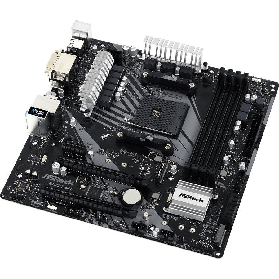 Asrock B450M Pro4-F Am4 Amd Promontory B450 Sata 6Gb/S Usb 3.1 Hdmi Micro Atx Amd Motherboard