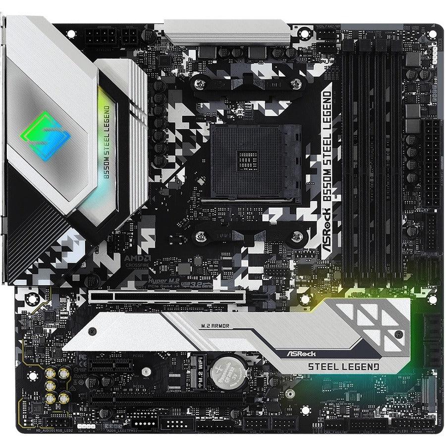 Asrock B550M Steel Legend Socket Am4/ Amd B550/ Ddr4/ Quad Crossfirex/ Sata3&Usb3.2/ M.2/ Micro Atx Motherboard