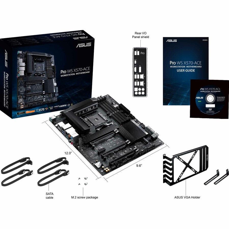 Asus Amd Am4 Pro Ws X570-Ace Atx Workstation Motherboard With 3 Pcie 4.0 X16, Realtek And Intel