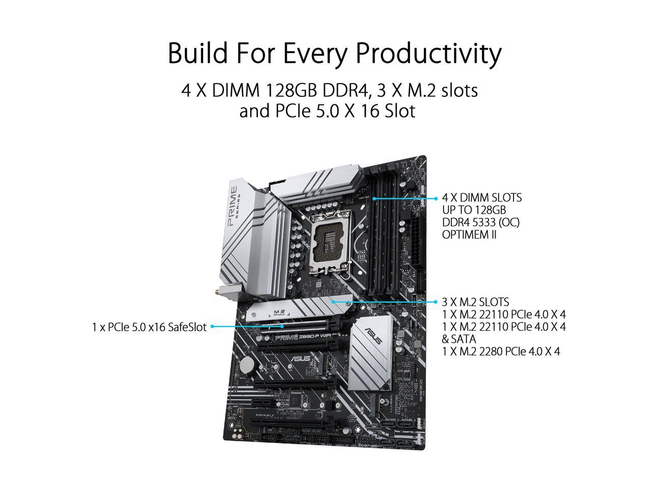 Asus Prime Z690-P Wifi D4 Socket Lga1700/ Intel Z690/ Ddr4/ Wifi & Bluetooth/ Sata3&Usb3.2/ M.2/ Atx Motherboard