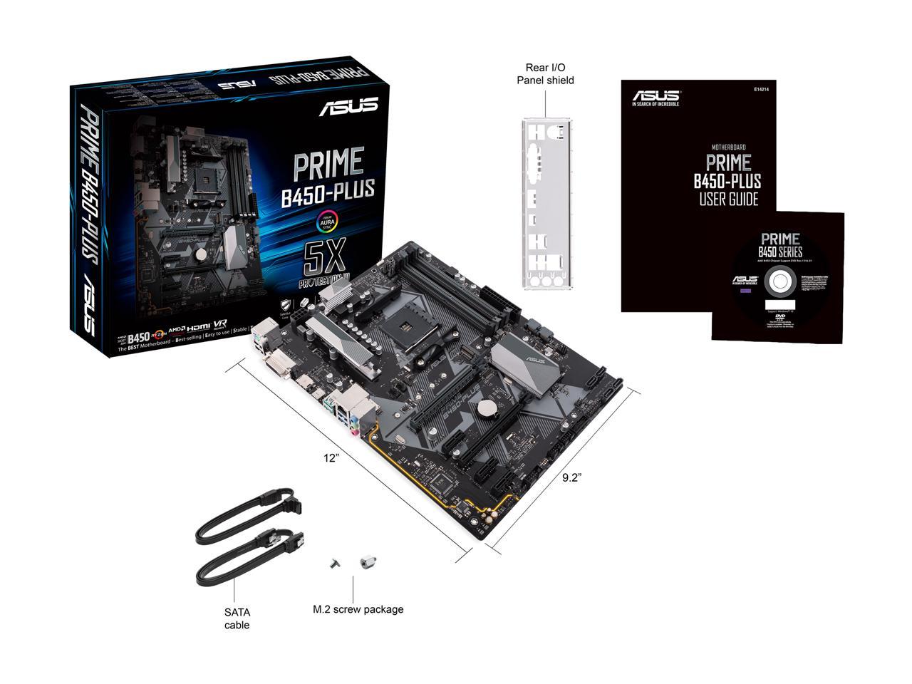 Asus Prime B450-Plus Am4 Amd B450 Sata 6Gb/S Usb 3.1 Hdmi Atx Amd Motherboard