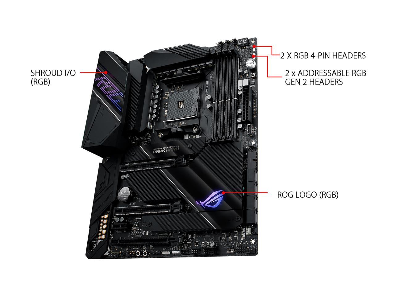 Asus Rog Crosshair Viii Dark Hero Socket Am4/ Amd X570/ Ddr4/ 2-Way Crossfirex & 2-Way Sli/ Sata3&Usb3.2/ M.2/ Wifi/ Bluetooth/ Atx Motherboard