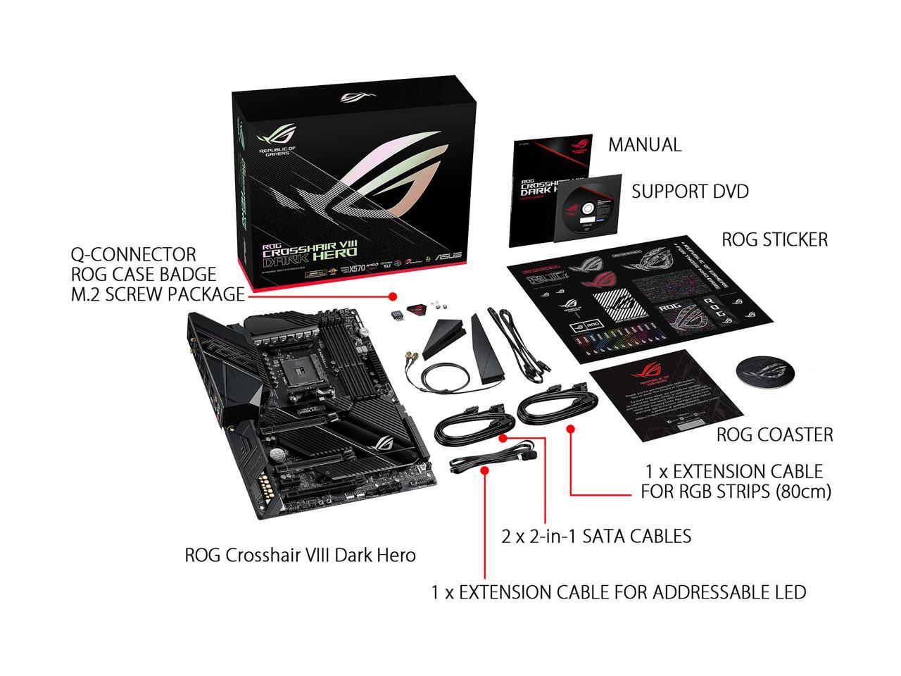 Asus Rog Crosshair Viii Dark Hero Socket Am4/ Amd X570/ Ddr4/ 2-Way Crossfirex & 2-Way Sli/ Sata3&Usb3.2/ M.2/ Wifi/ Bluetooth/ Atx Motherboard