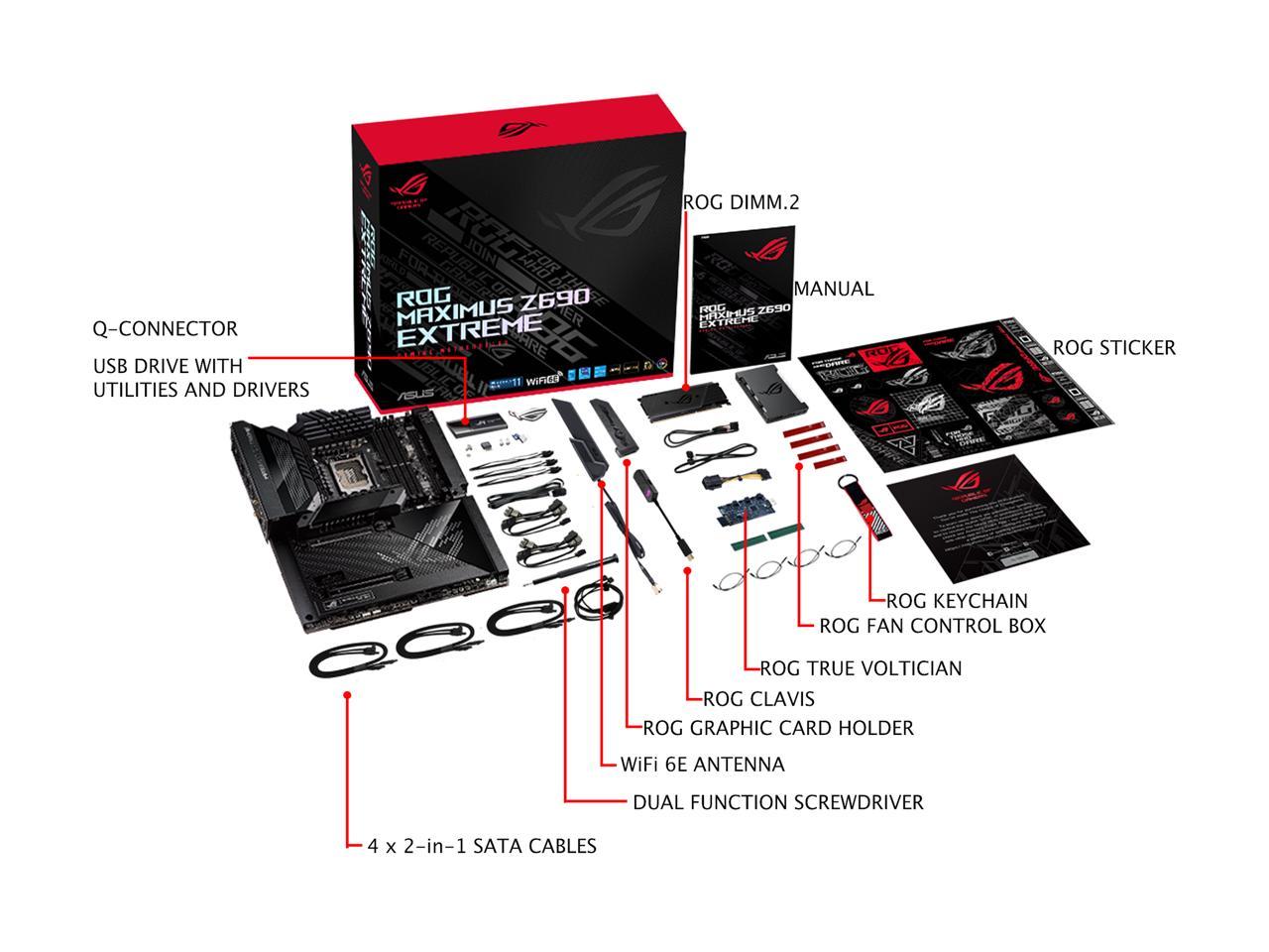 Asus Rog Maximus Z690 Extreme Lga1700/ Intel Z690/ Ddr5/ Wifi/ Sata3&Usb3.2/ M.2/ E-Atx Motherboard