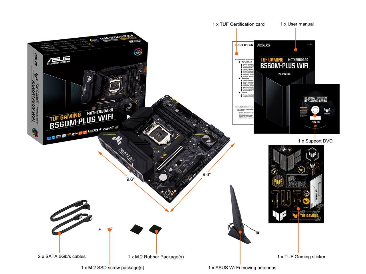 Asus Tuf Gaming B560M-Plus Wifi Socket Lga1200/ Intel B560/ Ddr4/ Wifi&Bluetooth/ Sata3&Usb3.2/ M.2/ Microatx Motherboard