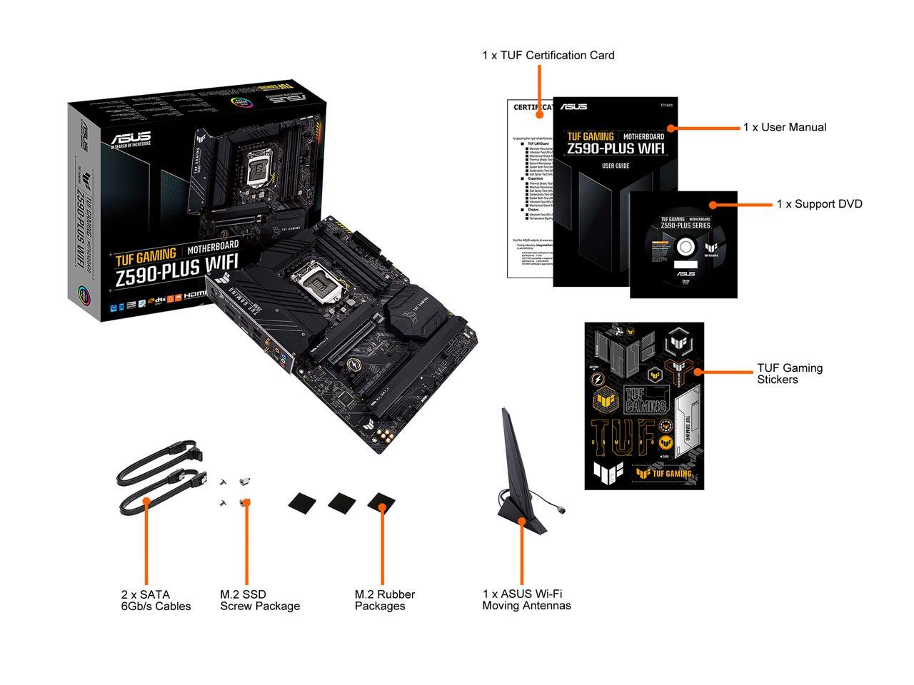 Asus Tuf Gaming Z590-Plus Wifi Socket 1200/ Intel Z590/ Ddr4/ 2-Way Crossfirex/ Sata3&Usb3.2/ M.2/ Atx Motherboard