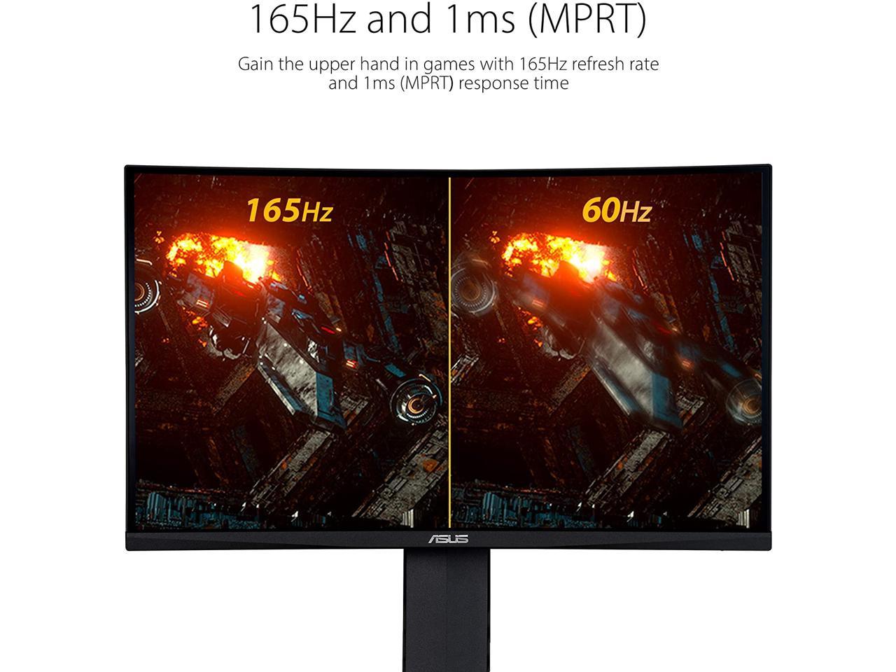 Asus Tuf Gaming Vg24Vqr 23.6 Inch Full Hd 3000:1 1Ms Mprt Displayport/Hdmi/Earphone Jack Led Curved Gaming Monitor W/ Speakers