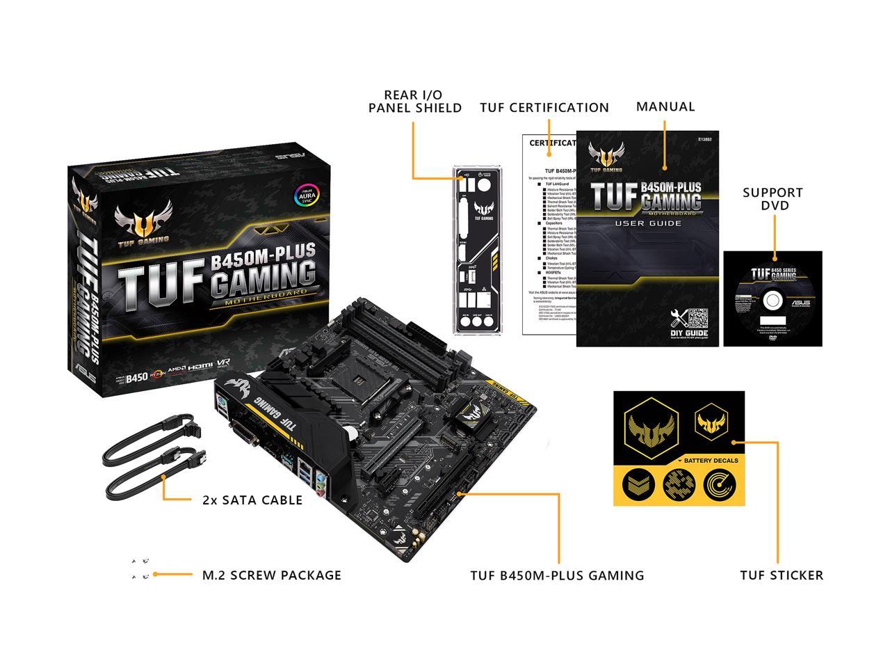 Asus Tuf B450M-Plus Gaming Am4 Amd B450 Sata 6Gb/S Micro Atx Amd Motherboard