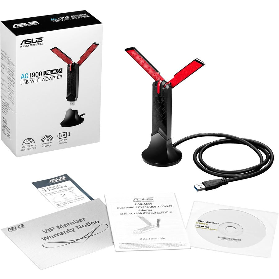 Asus USB-AC68 IEEE 802.11ac Wi-Fi Adapter for Desktop Computer/Notebook