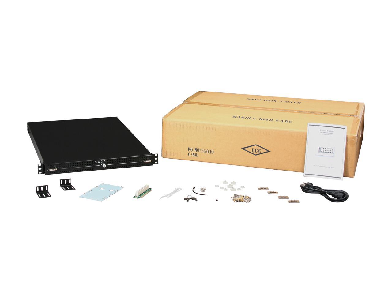 Athena Power Rm-1U164A5 Black 1.0 Mm Steel 1U Rackmount Server Case With Eps-12V 500W Power Supply Pfc 1 External 5.25" Drive Bays