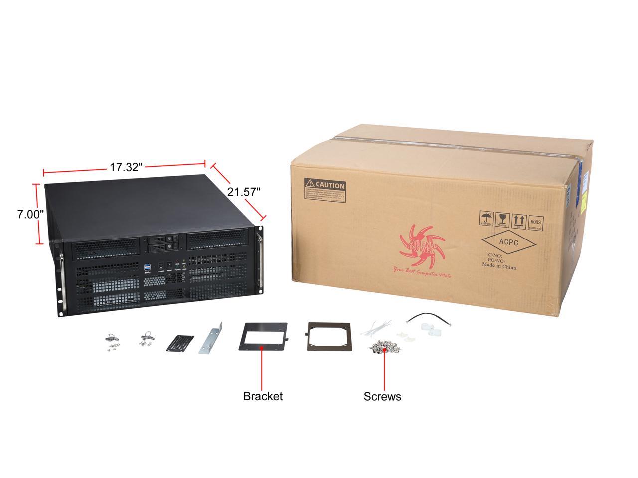 Athena Power Rm-4U8G525 Black Sgcc (T=1.2Mm) 4U Rackmount Server Case 2 External 5.25" Drive Bays - Oem