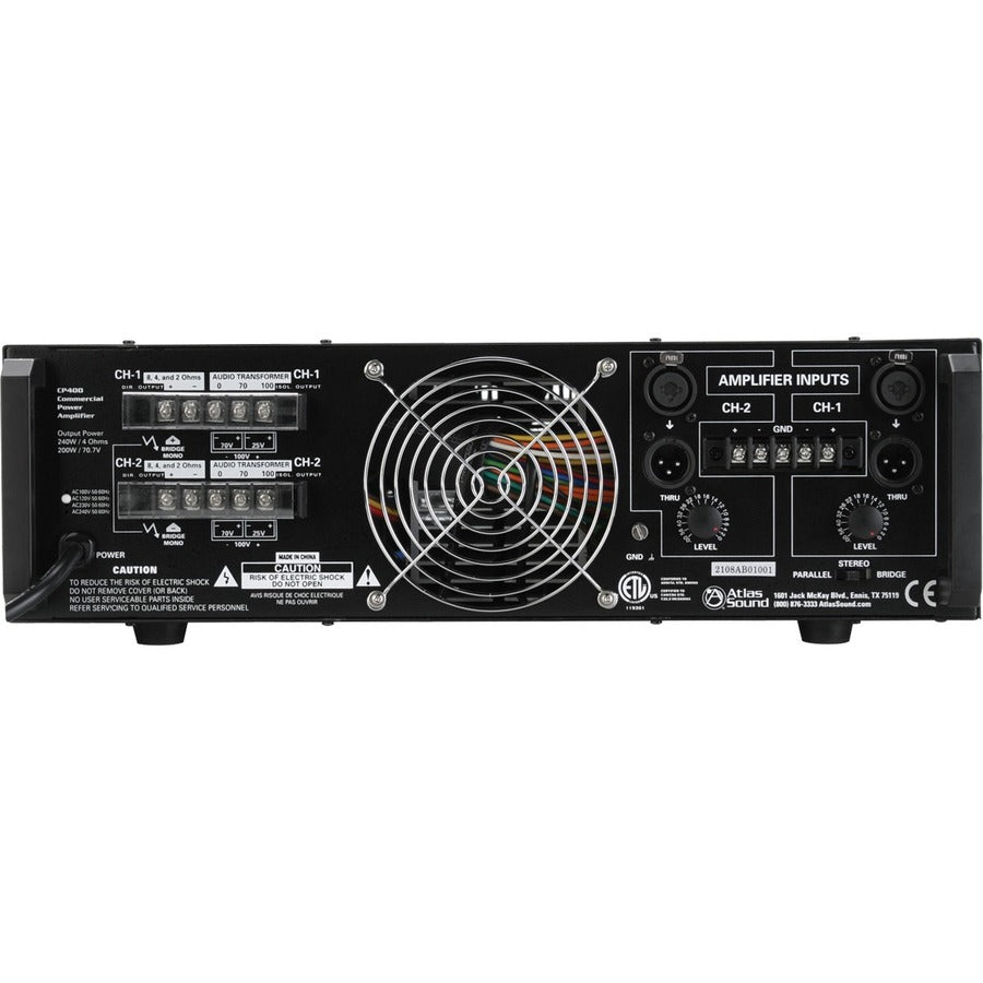 AtlasIED CP400 Amplifier - 320 W RMS - 2 Channel - Black