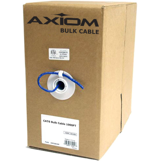 Axiom CAT6 23AWG 4-Pair Solid Conductor 550MHz Bulk Cable Spool 1000FT (White) C6BCS-W1000-AX