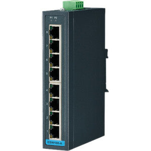B+B SmartWorx 8FE Slim-type Unmanaged Industrial Ethernet Switch with Low Vac Power Input ESW108-A