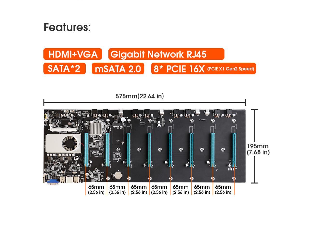 Btc-S37 Miner Motherboard Cpu Set 8 Video Card Slot Ddr3 Memory Integrated Vga Low Power Consumption Exquisite Better Than X99