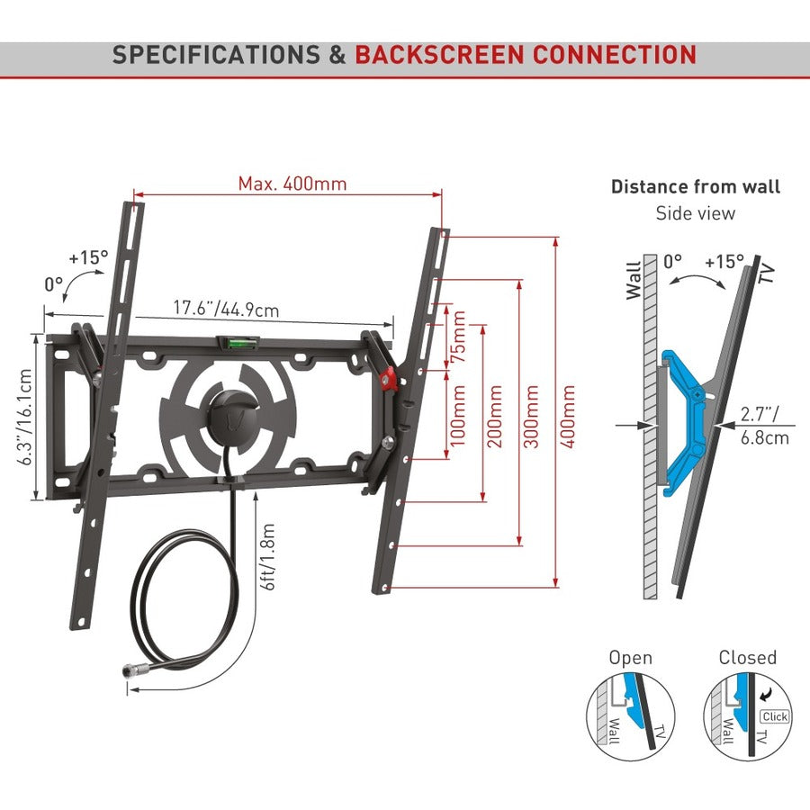Barkan Wall Mount for TV, Flat Panel Display, Curved Screen Display - Black TVA31
