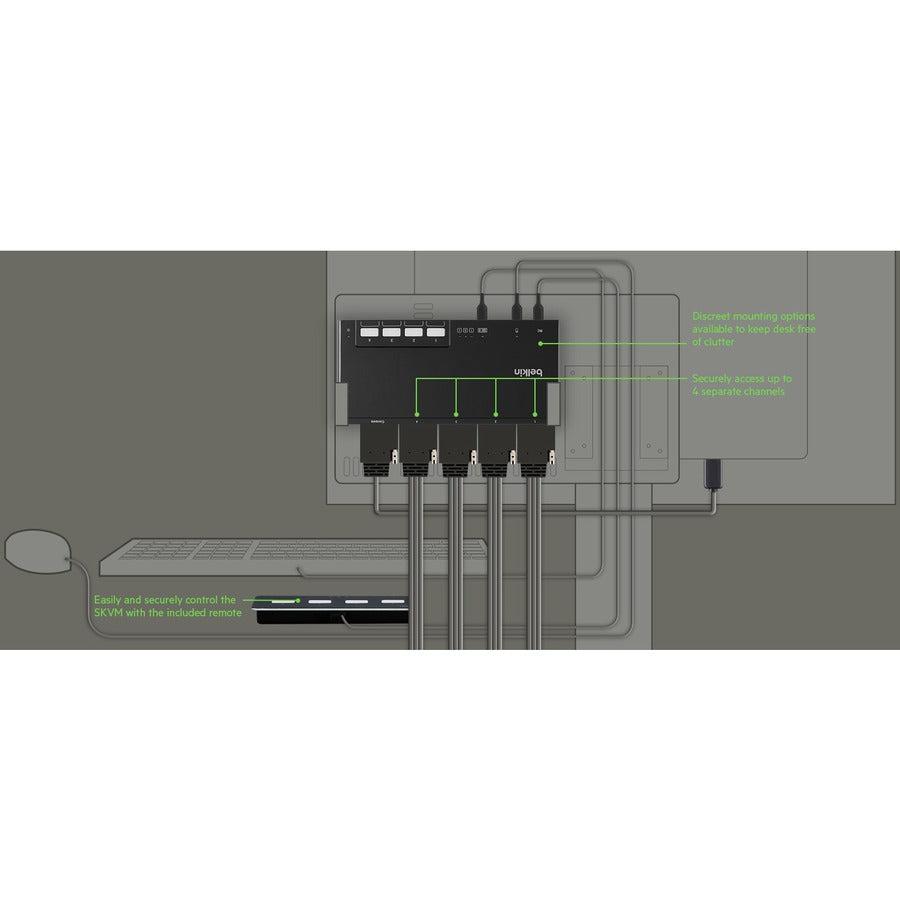 Belkin 4-Port Dual Head DP Modular Secure KVM Switch PP4.0 - NIAP Compliant | Belkin F1DN204MOD-PP-4