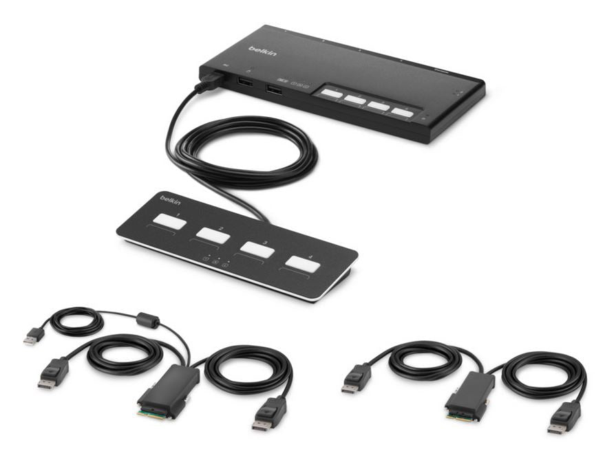Belkin 4-Port Dual Head DP Modular Secure KVM Switch PP4.0 - NIAP Compliant | Belkin F1DN204MOD-PP-4