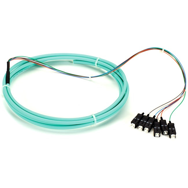 Black Box 3m SC OM3 50-Micron MM Fiber Pigtail 6-Strand OFNR PVC Aqua FOPT50M3-SC-6AQ-3