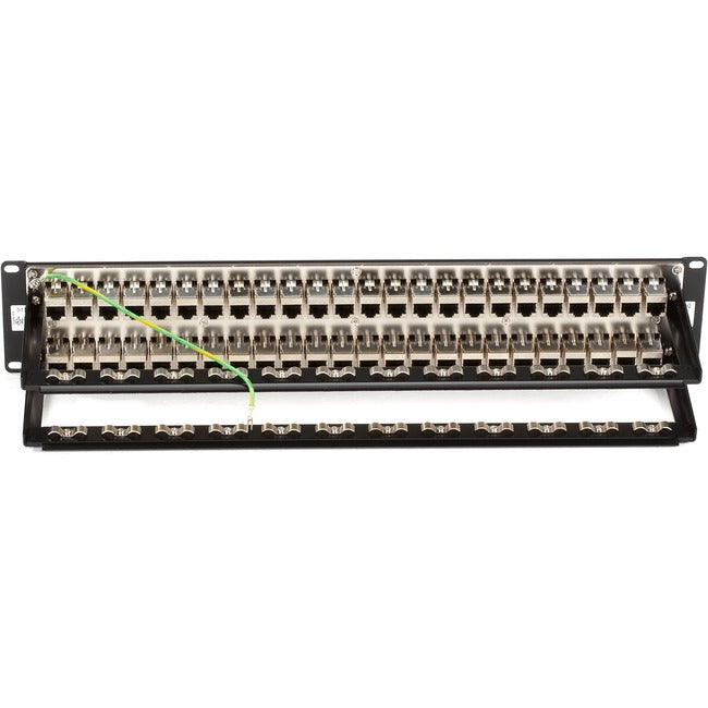 Black Box CAT6 Patch Panel - Feed-Through, 2U, Shielded, 48-Port JPM816A