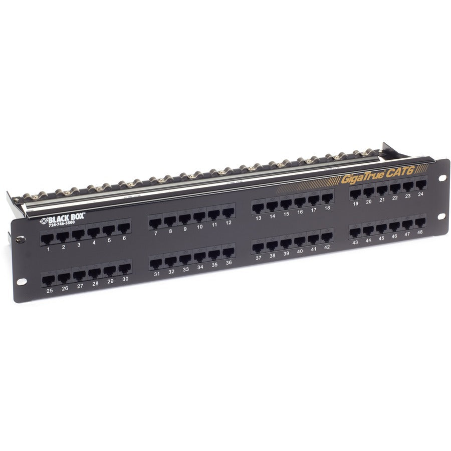 Black Box GigaTrue&reg; CAT6 Patch Panel - 2U, Unshielded, 48-Port JPM612A-R8