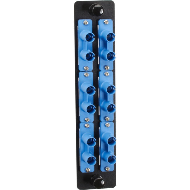 Black Box High-Density Adapter Panel, Ceramic Sleeves, (6) St Duplex Pairs, Blue