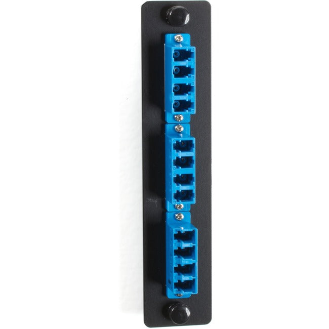 Black Box Standard Adapter Panel, Ceramic Sleeve, (6) LC Duplex Pairs, Blue JPM455C-R2