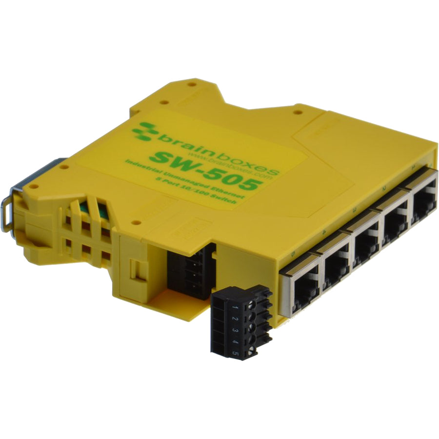 Brainboxes Industrial Compact Ethernet 5 Port Switch DIN Rail Mountable SW-505