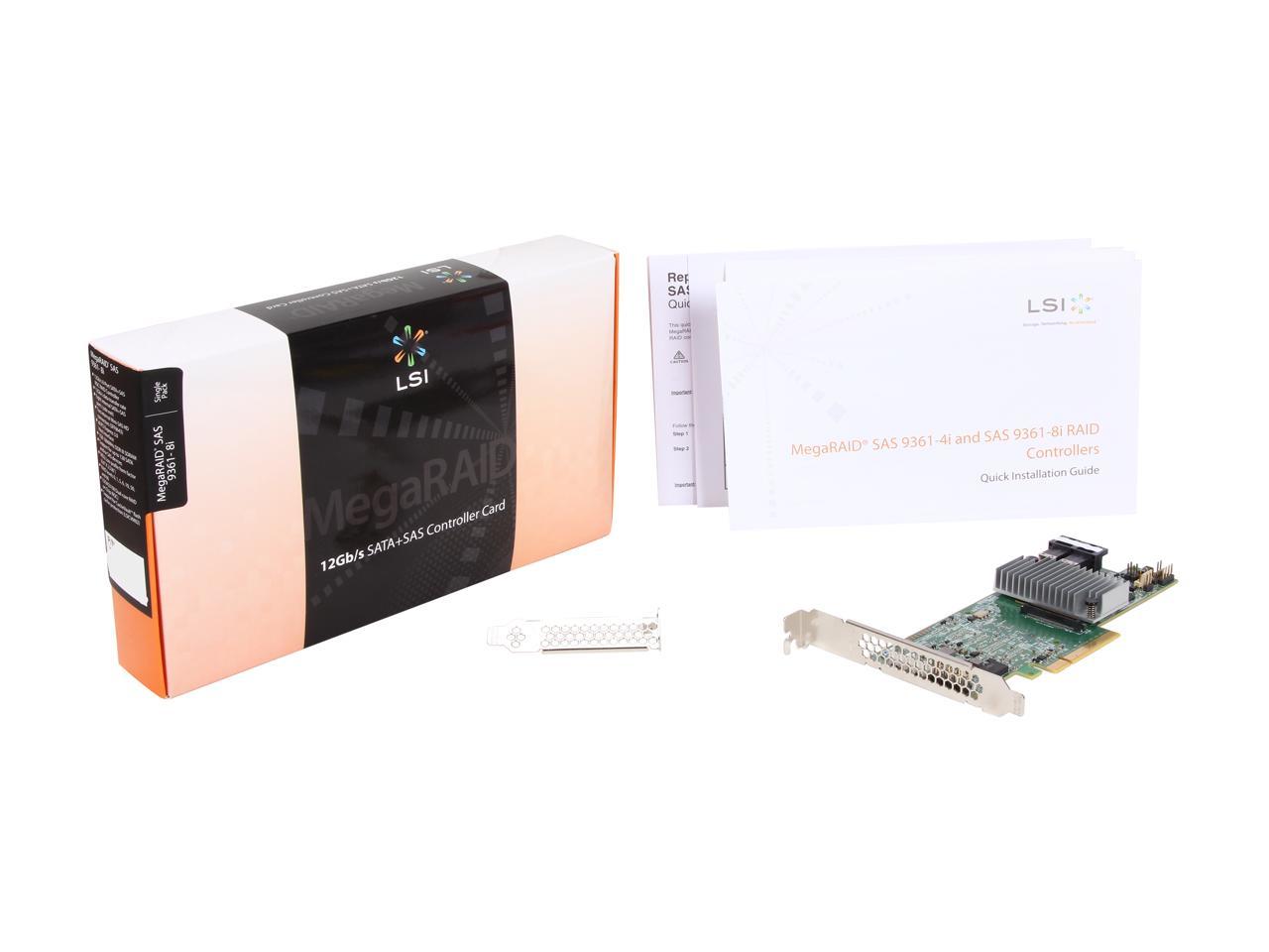 Broadcom Lsi Megaraid Sas 9361-8I 8-Port 12Gb/S Sata+Sas Pci-Express 3.0 Low Profile Raid Controller, Single