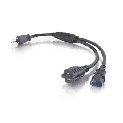 C2G 1.5Ft 1-To-2 16 Awg Power Cord Splitter Black 0.45 M Nema 5-15P