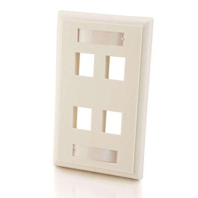 C2G 4-Port Single Gang Multimedia Keystone Wall Plate White