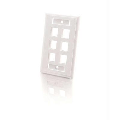 C2G 6-Port Multimedia Keystone Wall Plate - White